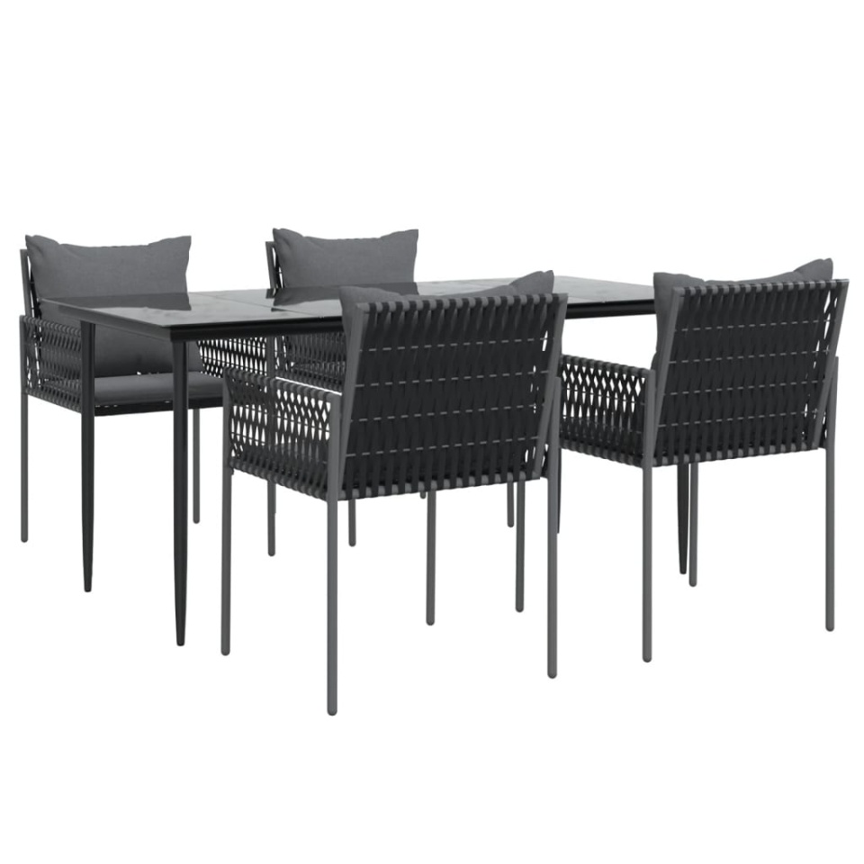 Set mobilier de grădină cu perne, 5 piese, poliratan și oțel - 2 | YEO