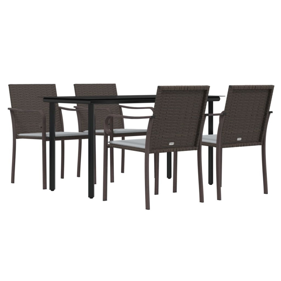 Set mobilier de grădină cu perne, 5 piese, poliratan și oțel - 2 | YEO