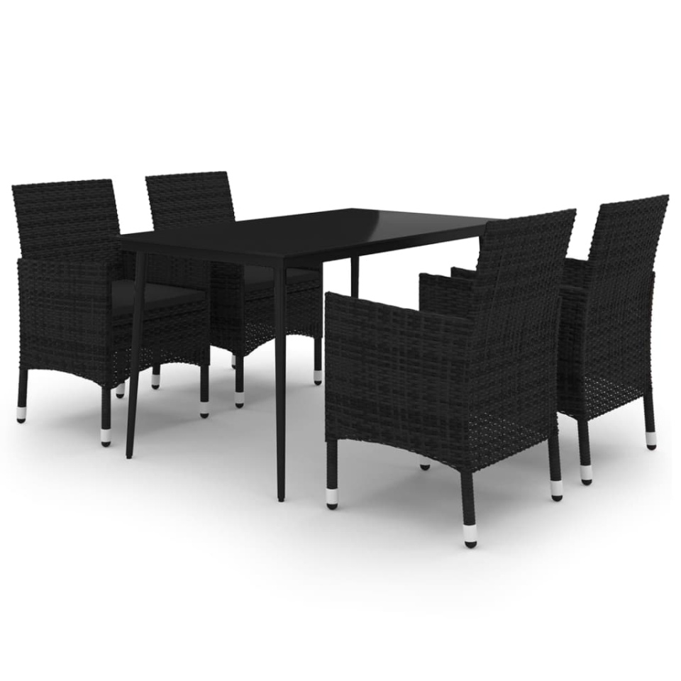 Set mobilier de grădină cu perne 5 piese poliratan & sticlă - 1 | YEO