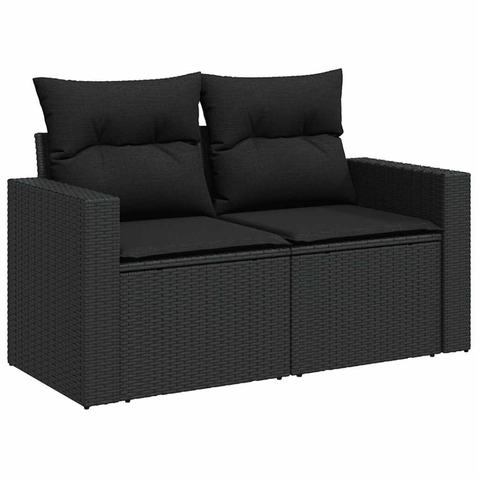Set mobilier de grădină cu perne, 6 piese, negru, poliratan - 3 | YEO