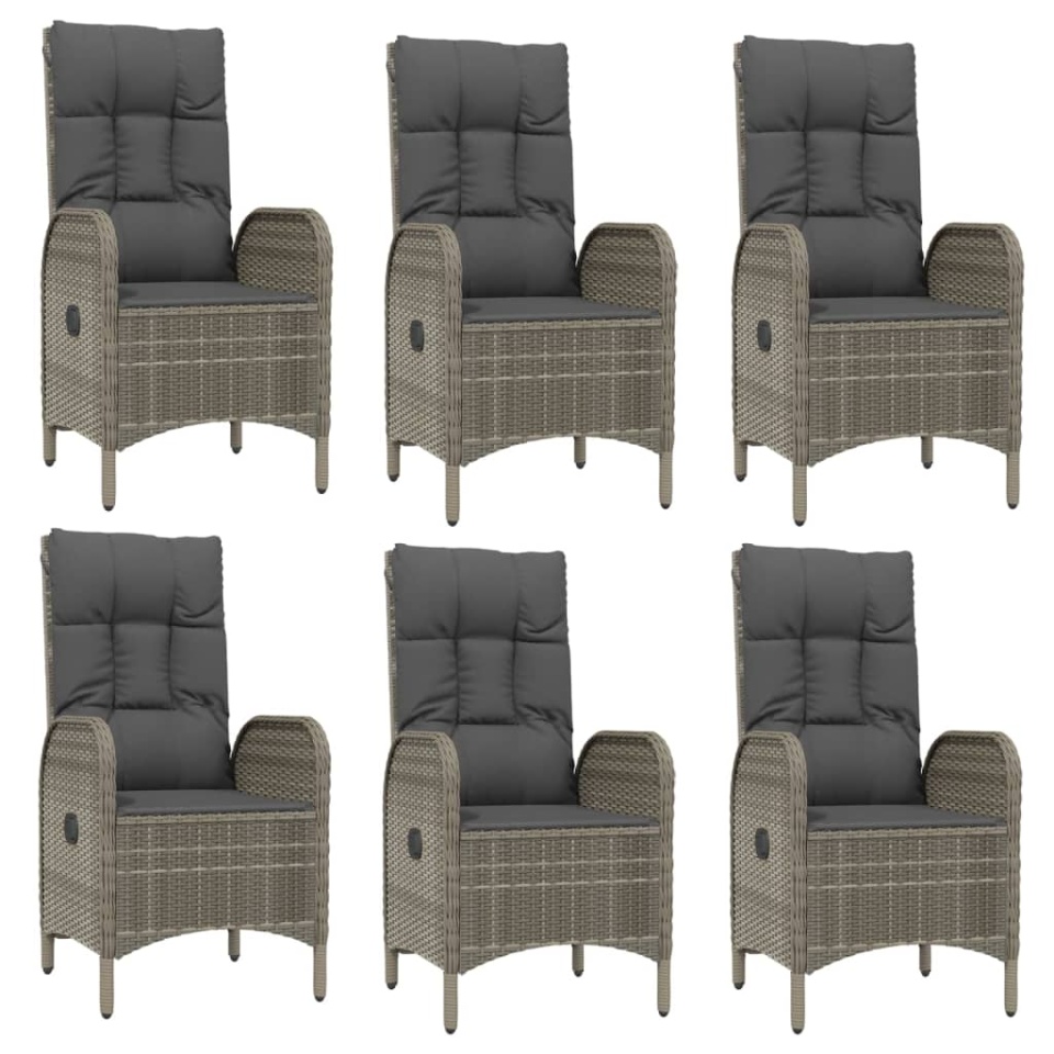 Set mobilier de grădină cu perne, 7 piese, gri, poliratan - 3 | YEO