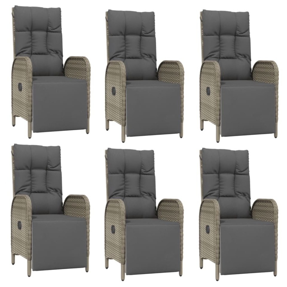 Set mobilier de grădină cu perne, 7 piese, gri, poliratan - 3 | YEO