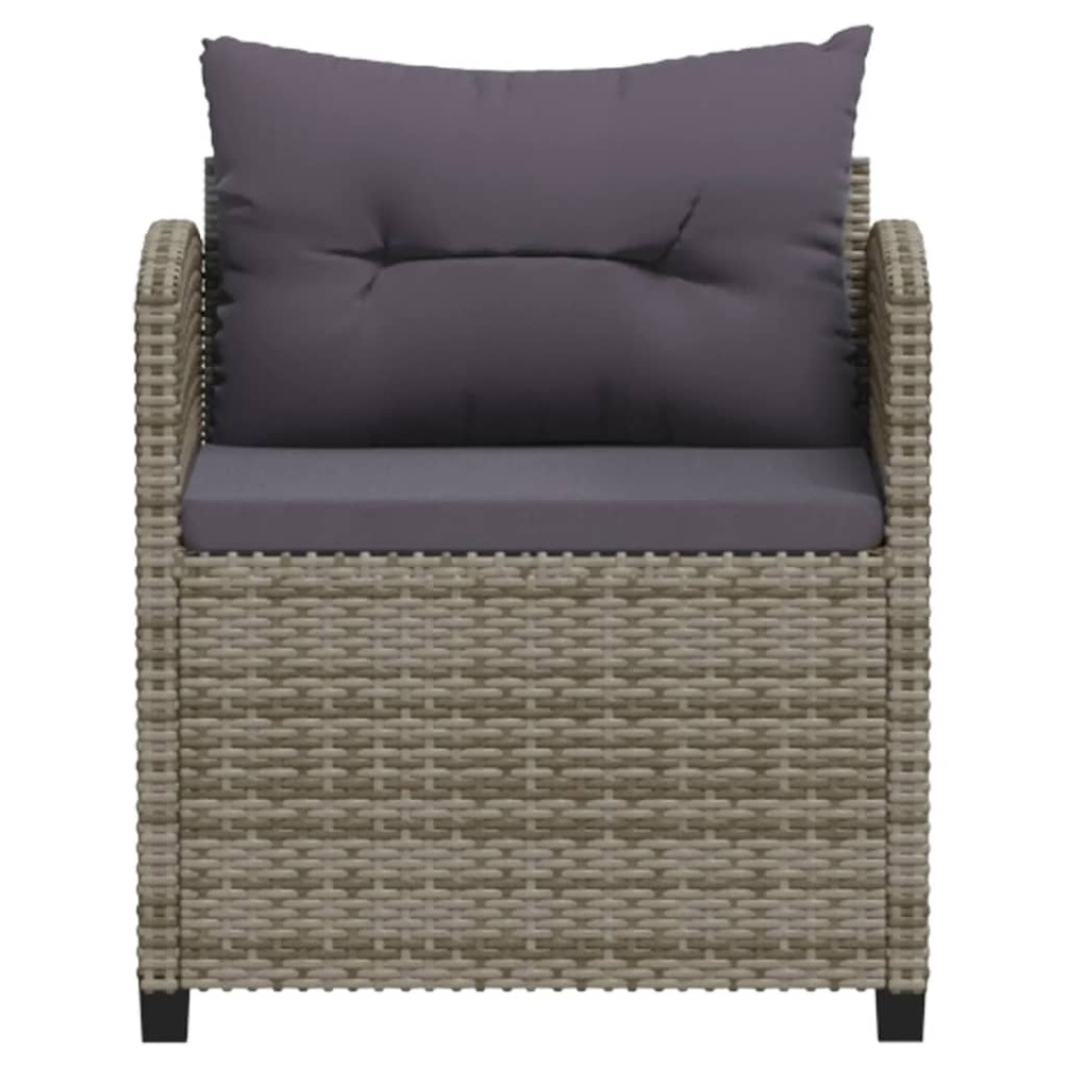 Set mobilier de grădină cu perne, 7 piese, gri, poliratan - 3 | YEO