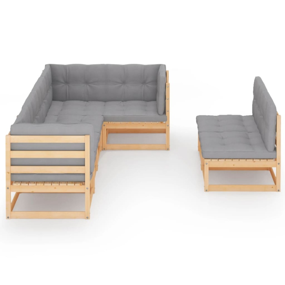 Set mobilier de grădină cu perne, 7 piese, lemn masiv de pin - 2 | YEO