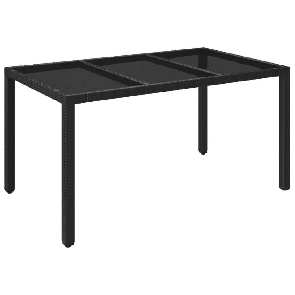 Set mobilier de grădină cu perne, 7 piese, negru, poliratan - 2 | YEO