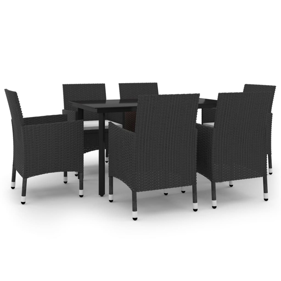 Set mobilier de grădină cu perne, 7 piese, poliratan și sticlă - 1 | YEO