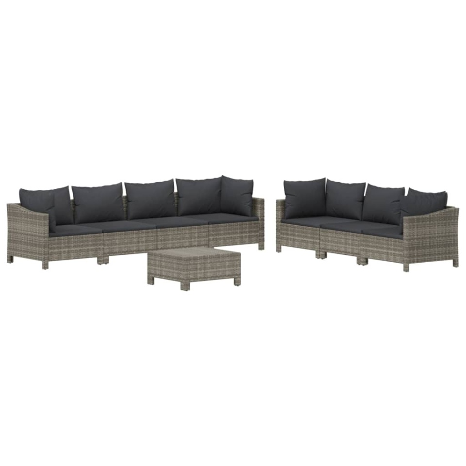 Set mobilier de grădină cu perne, 8 piese, gri, poliratan - 2 | YEO