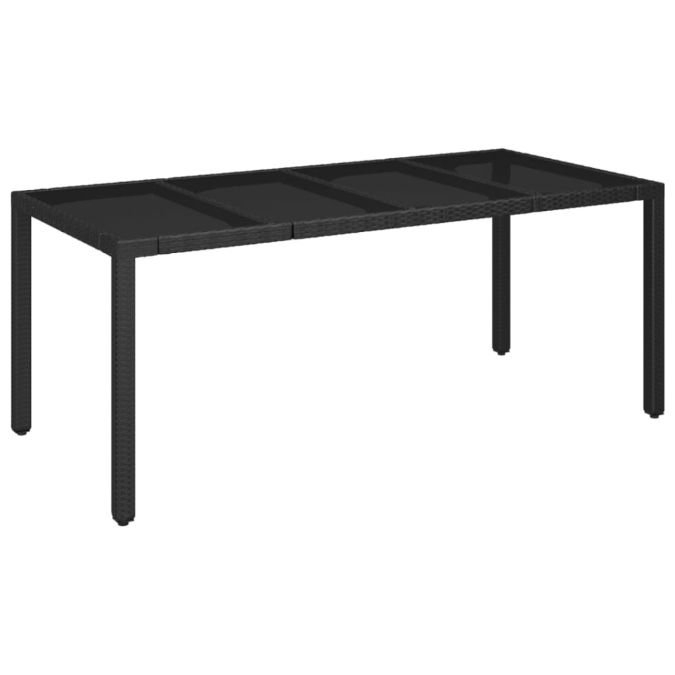 Set mobilier de grădină cu perne, 9 piese, negru, poliratan - 2 | YEO