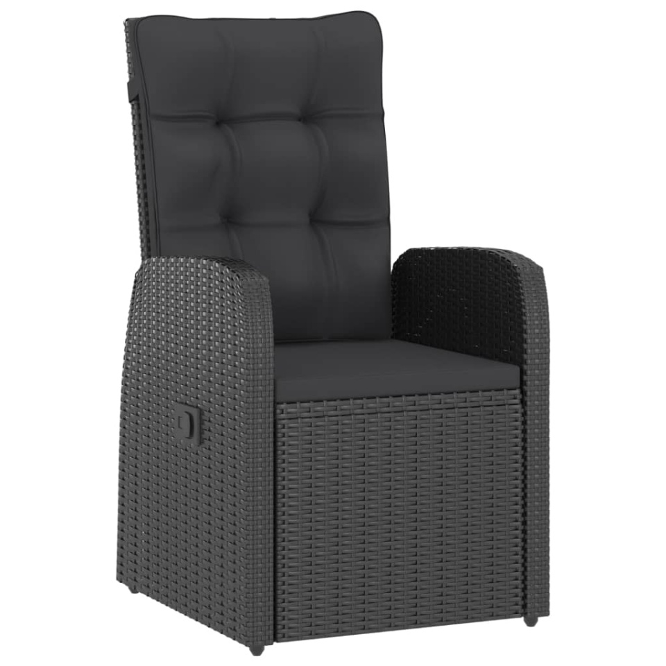 Set mobilier de grădină cu perne, 9 piese, negru, poliratan - 3 | YEO