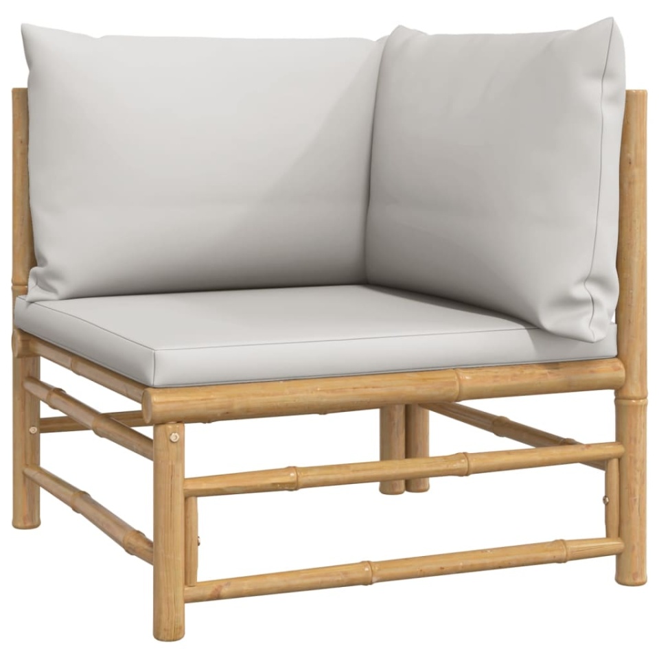 Set mobilier de grădină cu perne gri deschis, 6 piese, bambus - 3 | YEO