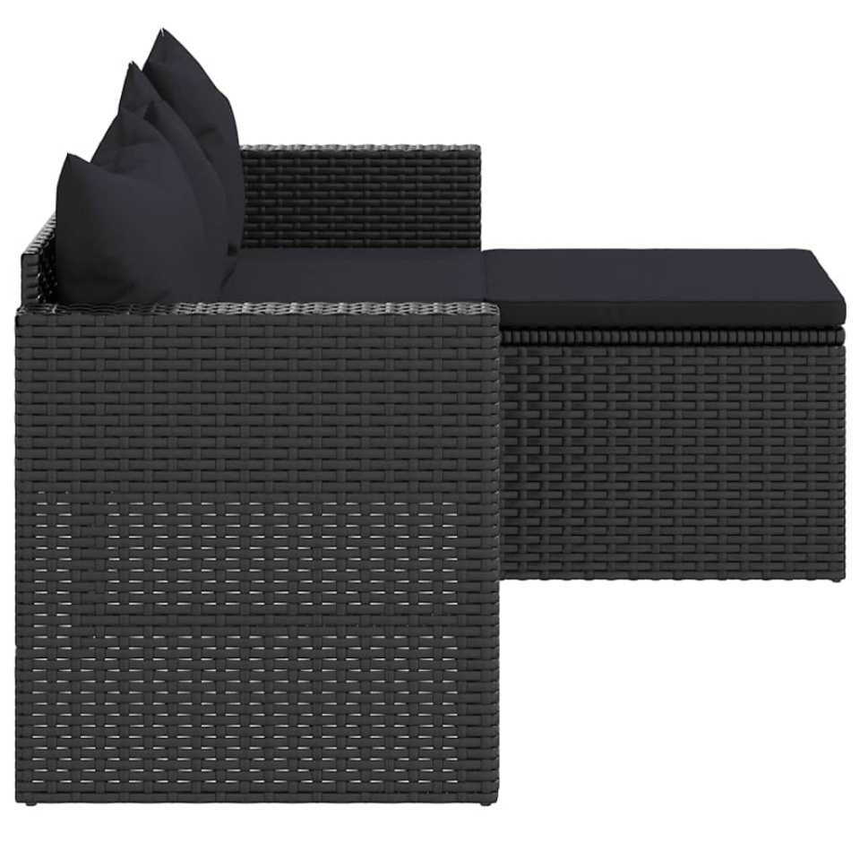 Set mobilier de grădină, negru, poliratan - 4 | YEO