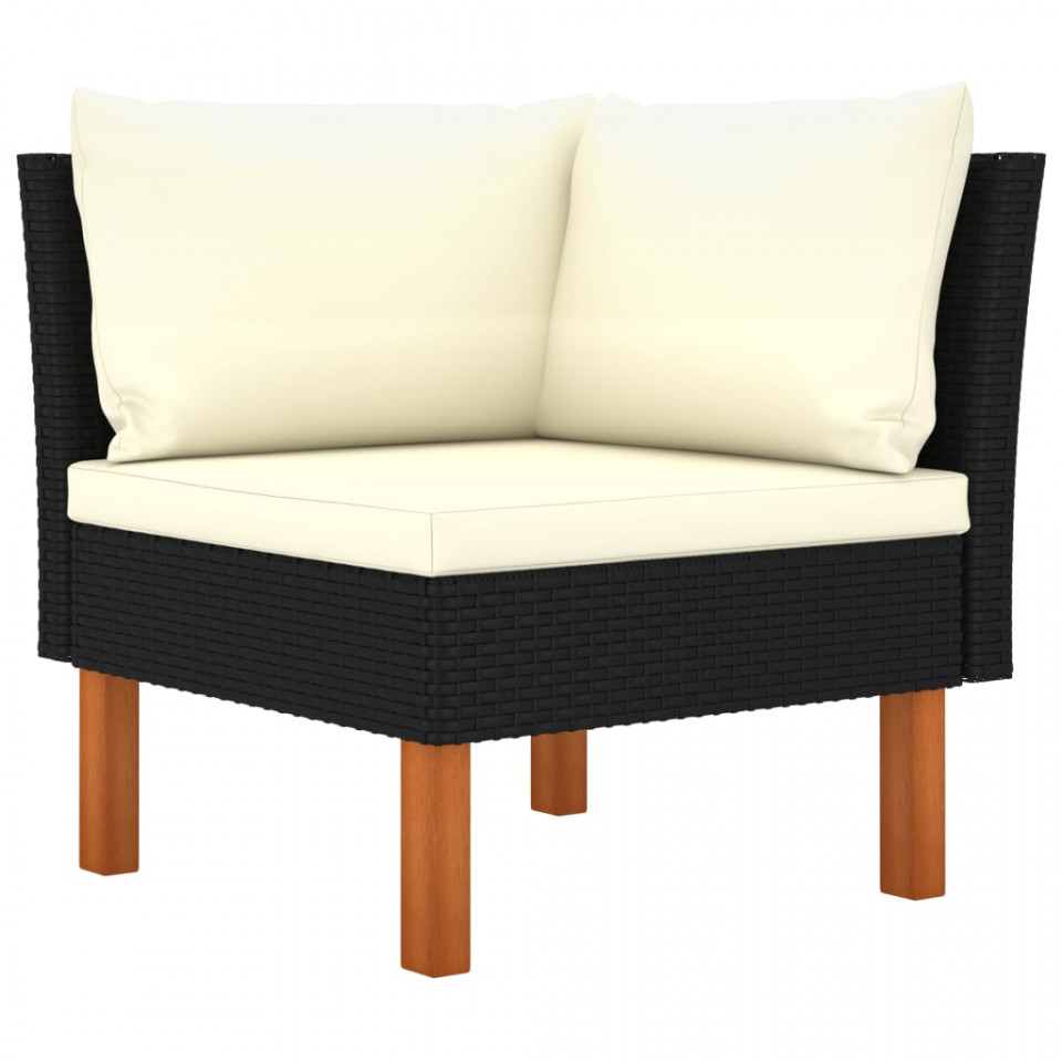 Set mobilier grădină, 3 piese, poliratan & lemn masiv eucalipt - 3 | YEO
