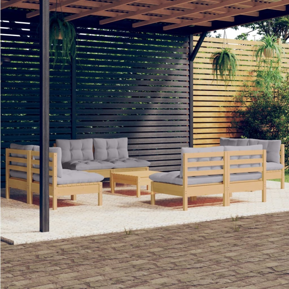 Set mobilier grădină cu perne, 5 piese, antracit, lemn de pin