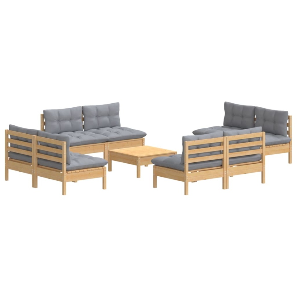 Set mobilier grădină cu perne, 5 piese, antracit, lemn de pin - 2 | YEO