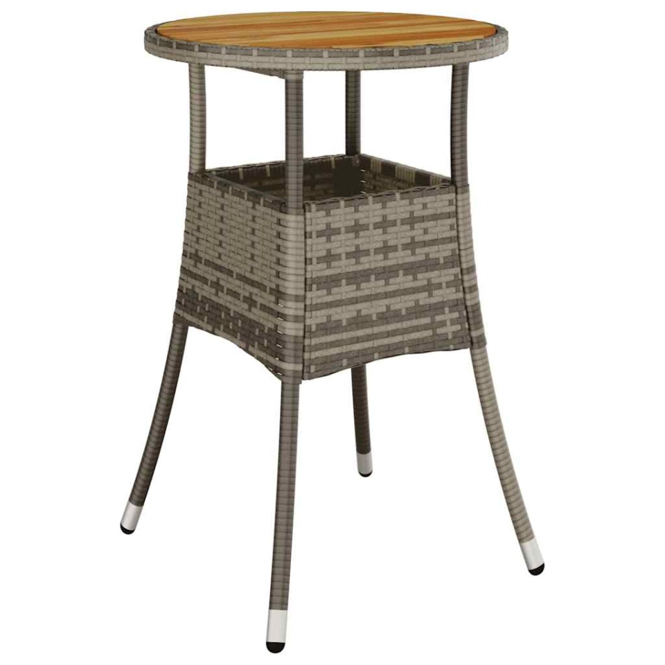 Set mobilier grădină cu perne 5 piese gri poliratan/lemn acacia - 3 | YEO