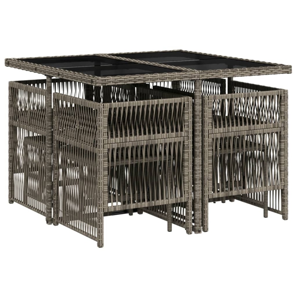 Set mobilier grădină cu perne, 9 piese, gri, poliratan - 2 | YEO