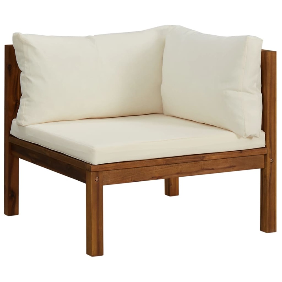 Set mobilier grădină cu perne crem 10 piese lemn masiv acacia - 2 | YEO