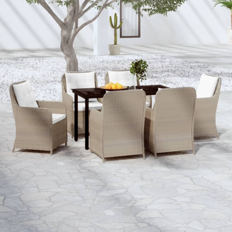 Set mobilier pentru grădină, 7 piese, maro