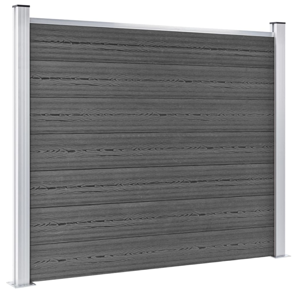 Set panouri gard, 353x146 cm, negru, WPC - 3 | YEO