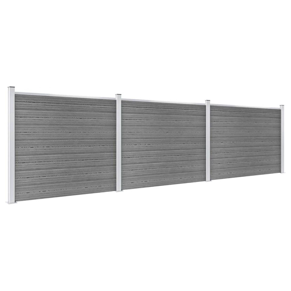 Set panouri gard, 526x146 cm, gri, WPC - 1 | YEO