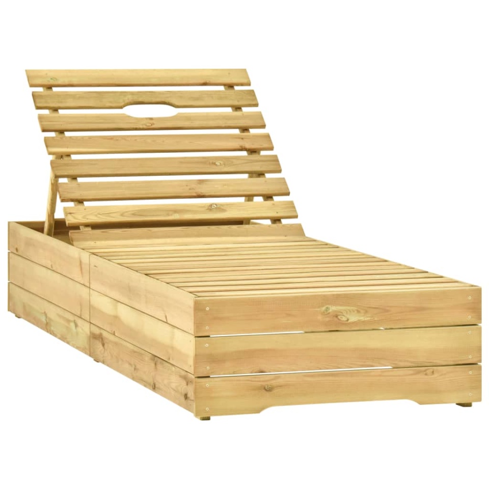 Șezlong cu masă, lemn de pin verde tratat - 3 | YEO