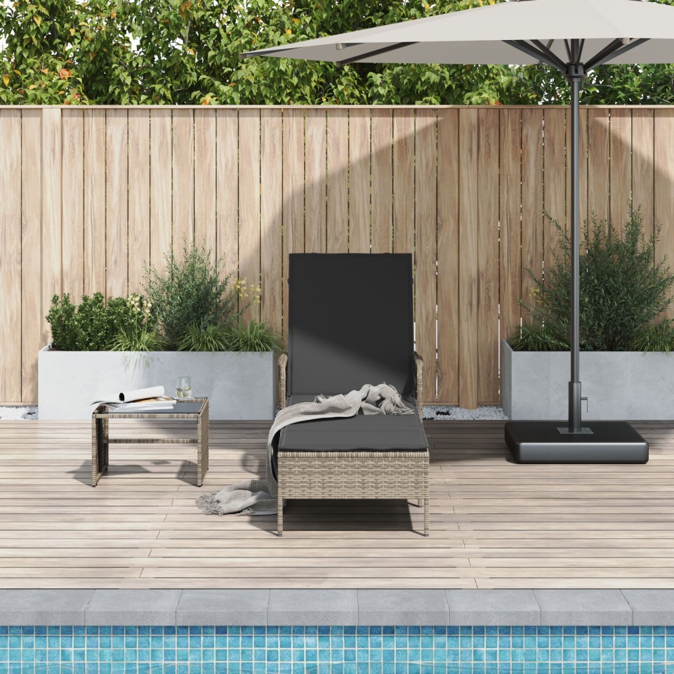 Șezlong Gri și gri închis Ratan PE 157 x 55 x 92 cm Șezlong - 2 | YEO