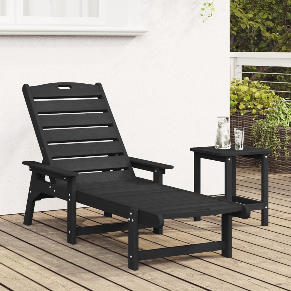 șezlong Negru 53x162x98.5 cm HDPE - 2 | YEO