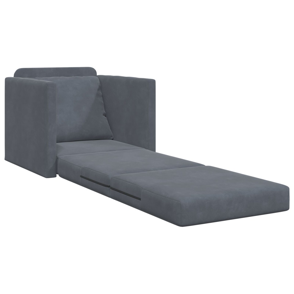 Sofa Floor Individual Convertibil Catifea 74x77x81 cm Gri Închis - 3 | YEO