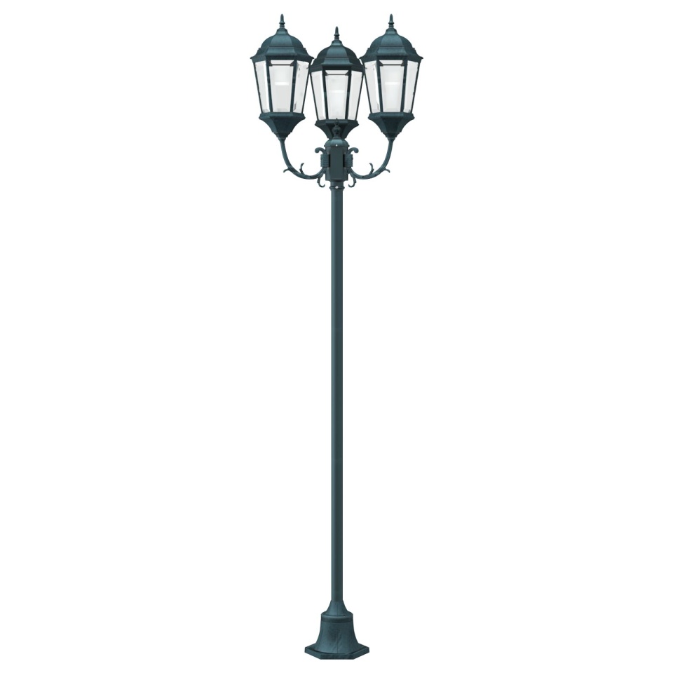 Stâlp de lumină pentru grădină cu 3 lămpi E27 Verde 220 cm Aluminiu - 2 | YEO