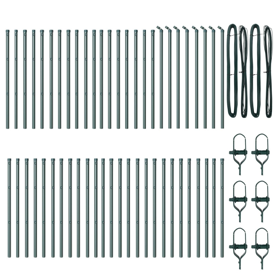 Stâlpi de gard, 52 buc., verde, Ø32 mm, 120 cm, oțel zincat - 1 | YEO