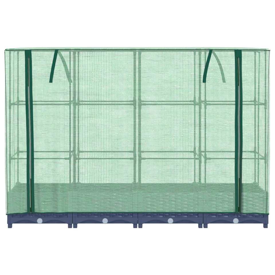 Strat înălțat cu husă de seră, aspect ratan, 160x40x123 cm - 3 | YEO