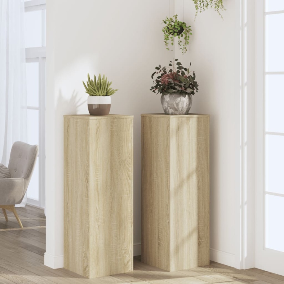 Suporturi plante 2 buc stejar sonoma 33x33x100cm lemn prelucrat - 2 | YEO
