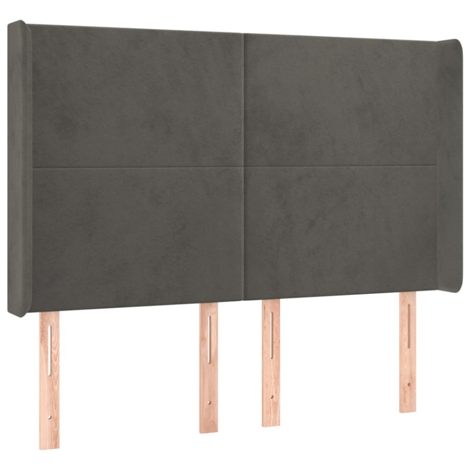 Tăblie de pat cu aripioare gri închis 147x16x118/128 cm catifea - 1 | YEO