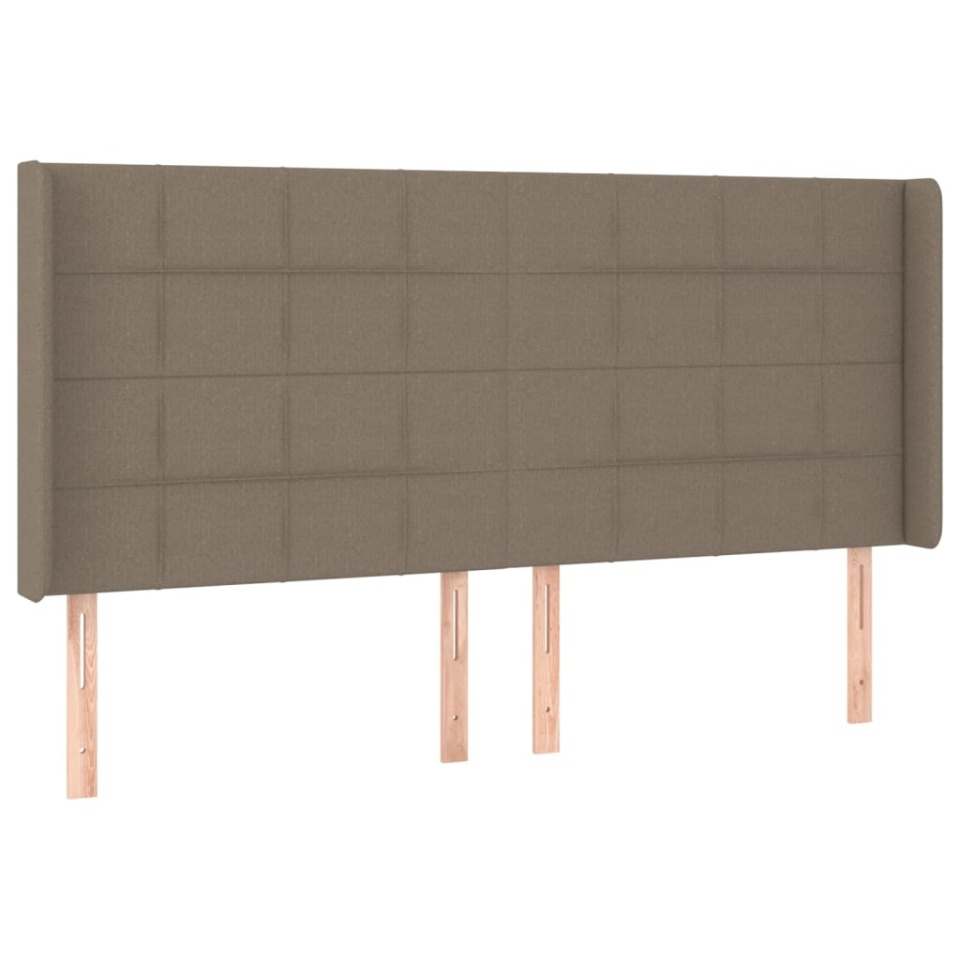 Tăblie de pat cu aripioare gri taupe 203x16x118/128 cm textil - 1 | YEO