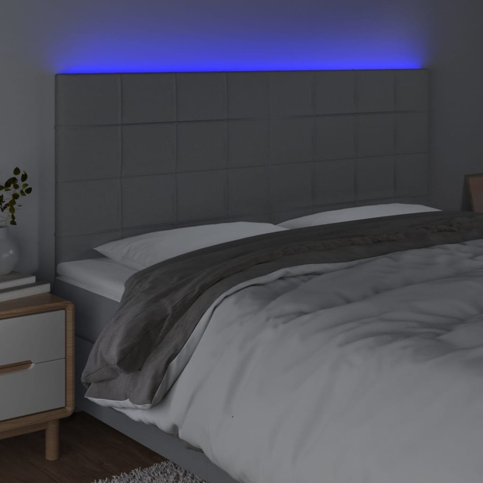 Tăblie de pat cu LED, gri deschis, 160x5x118/128 cm, textil - 2 | YEO