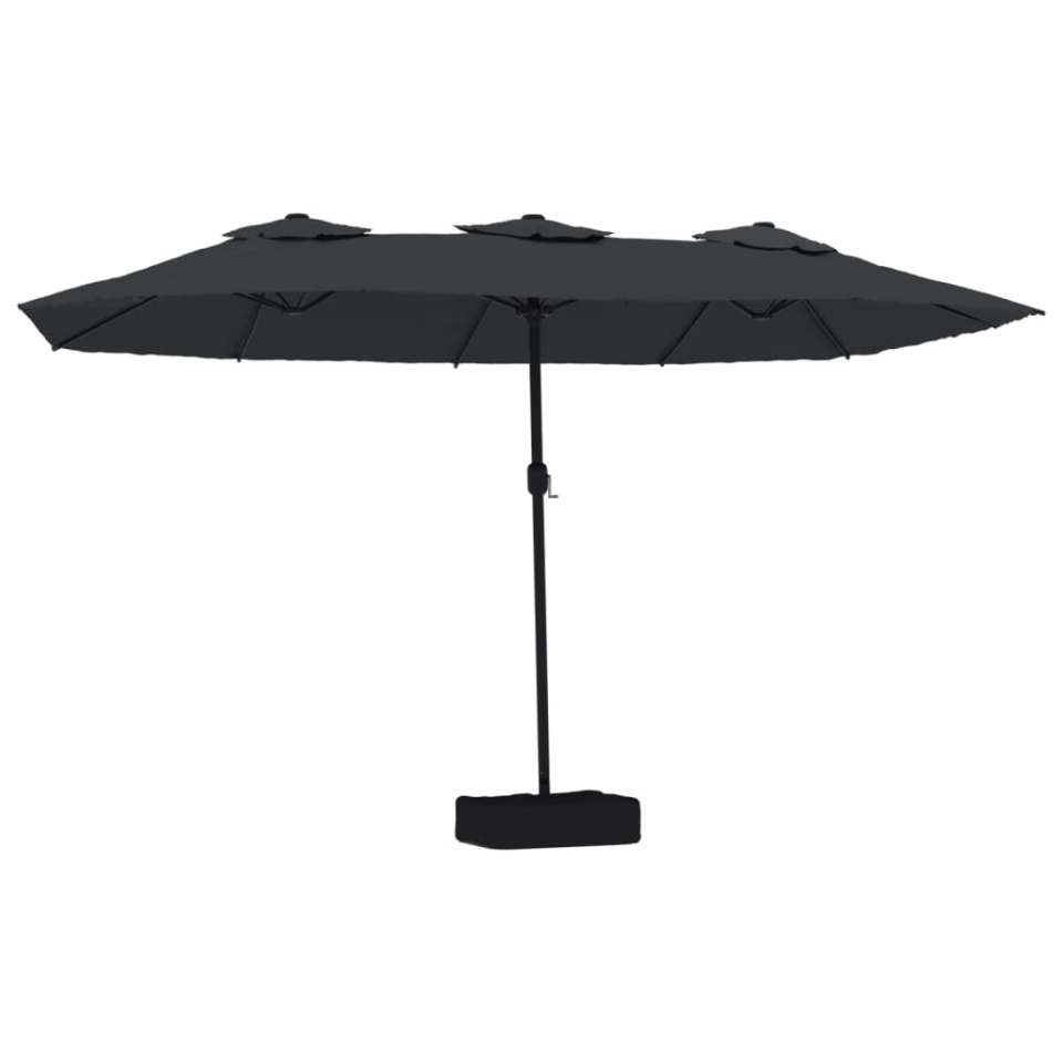 Umbrelă de grădină cu două capete/LED-uri, negru, 449x245 cm - 1 | YEO