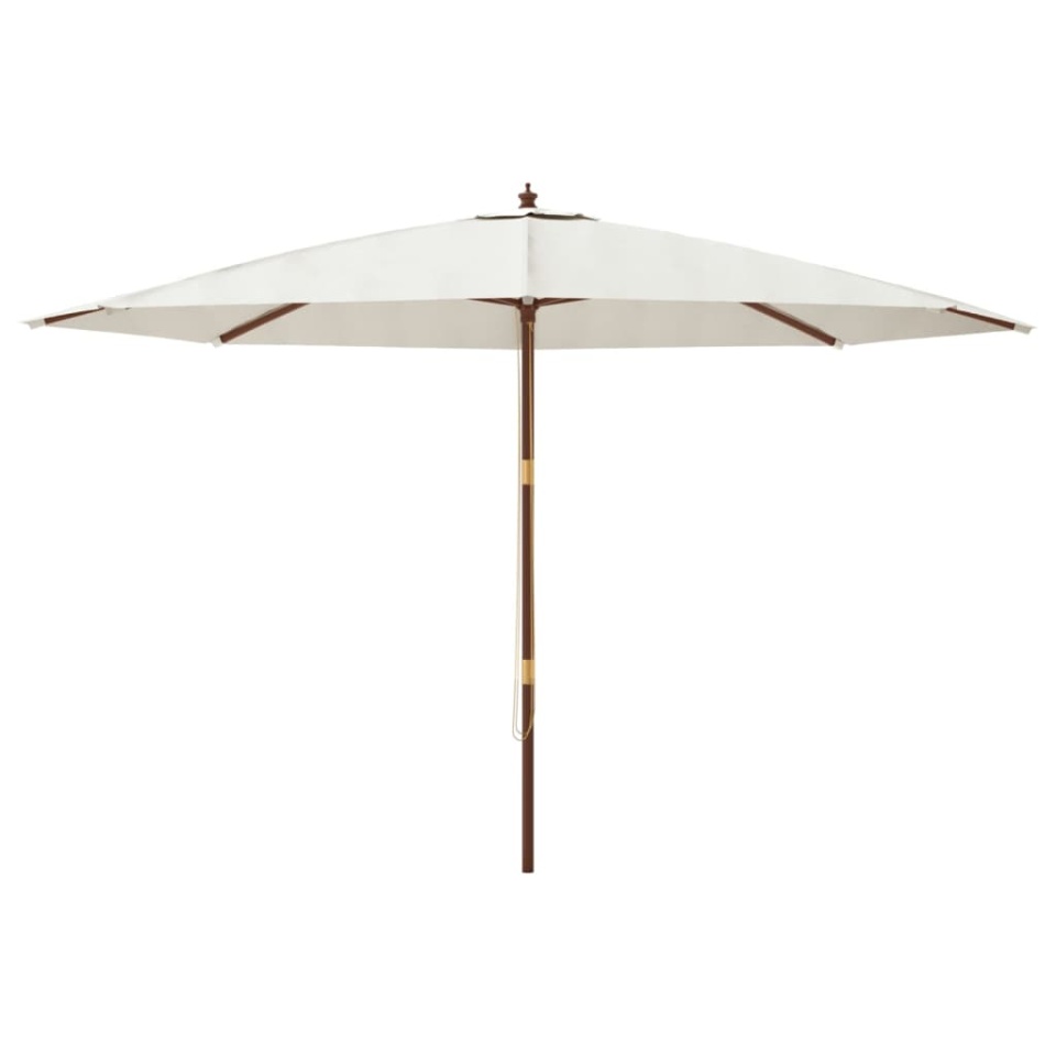 Umbrelă de soare de grădină stâlp din lemn, nisipiu, 400x273 cm - 2 | YEO