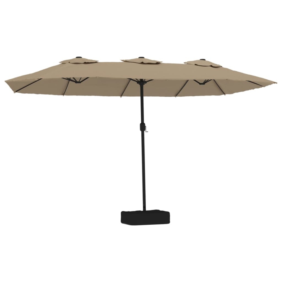 Umbrelă soare cu două capete cu LED-uri, gri taupe, 449x245 cm - 1 | YEO