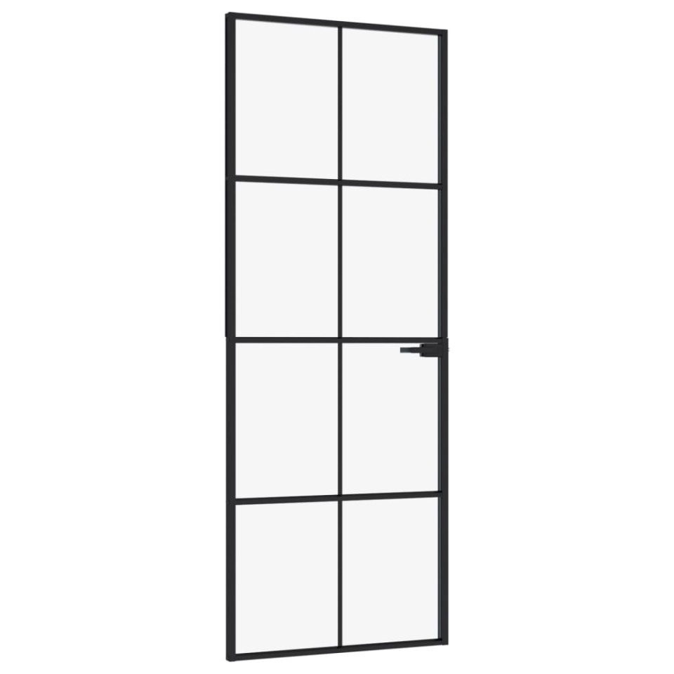 Ușă de interior negru 76x201,5 cm sticlă securiz./aluminiu slim - 1 | YEO