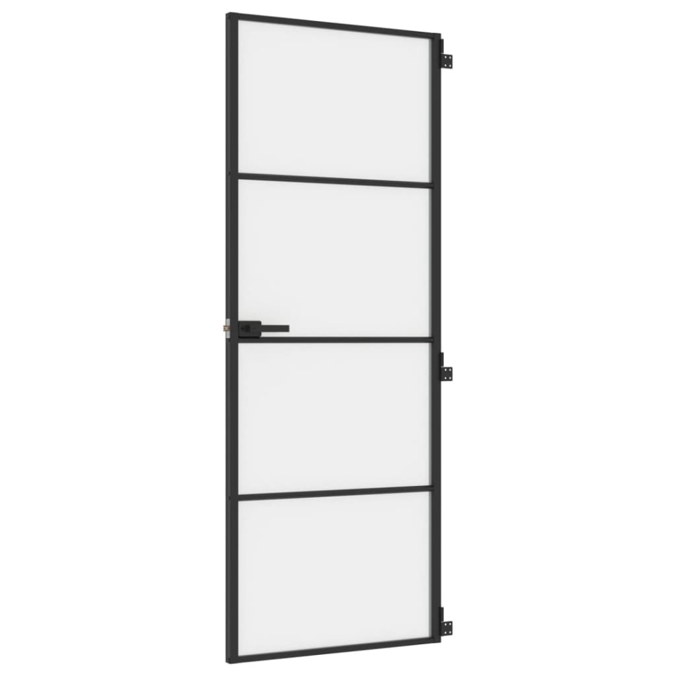 Ușă de interior negru 76x201,5 cm sticlă securiz./aluminiu slim - 1 | YEO