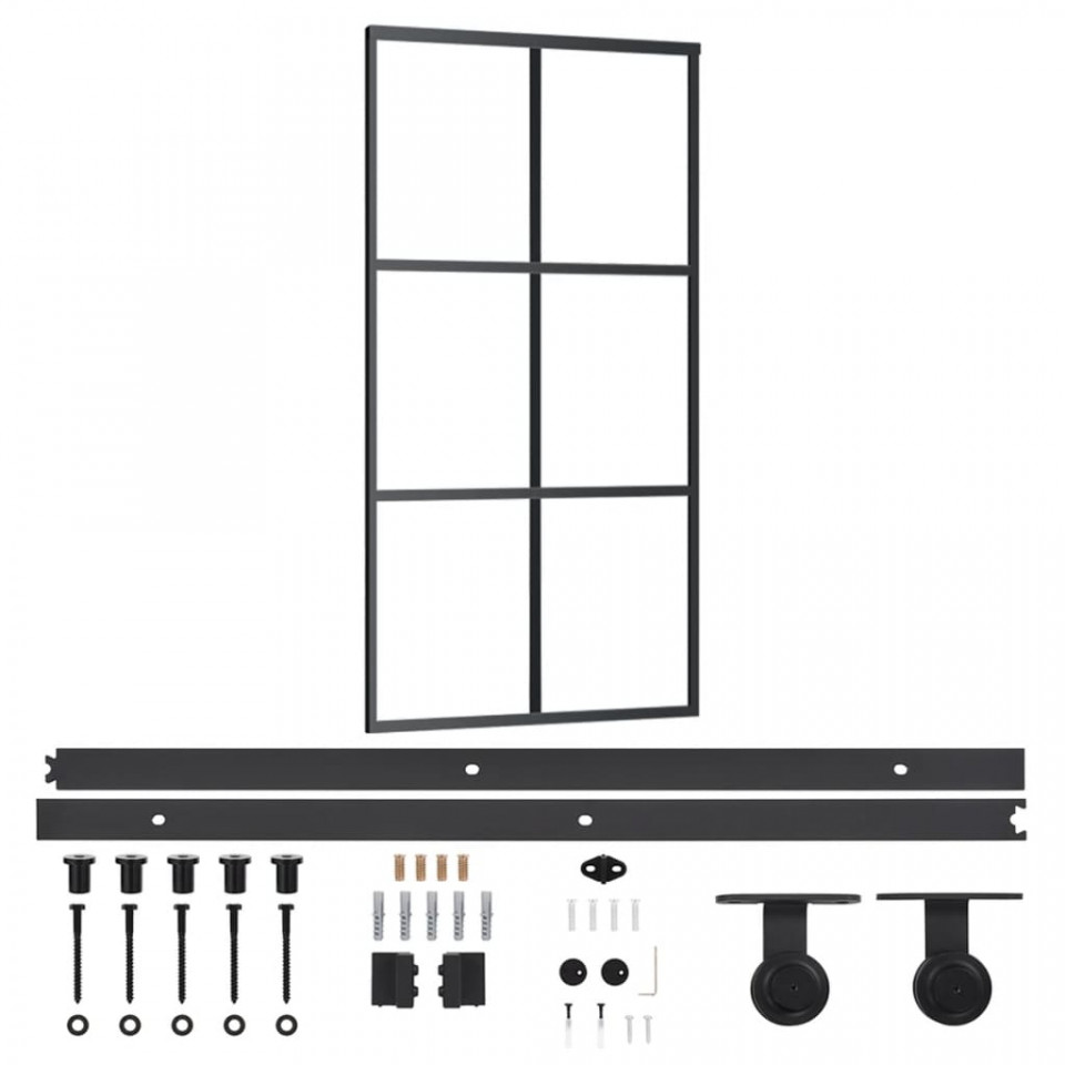Ușă glisantă cu set feronerie, 102x205 cm, sticlă ESG/aluminiu - 1 | YEO