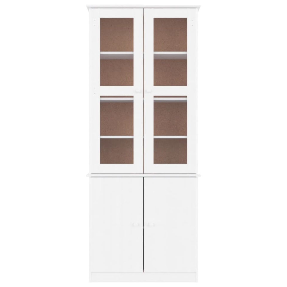 Vitrină din sticlă „ALTA”, alb, 77x35x186,5 cm, lemn masiv pin - 2 | YEO