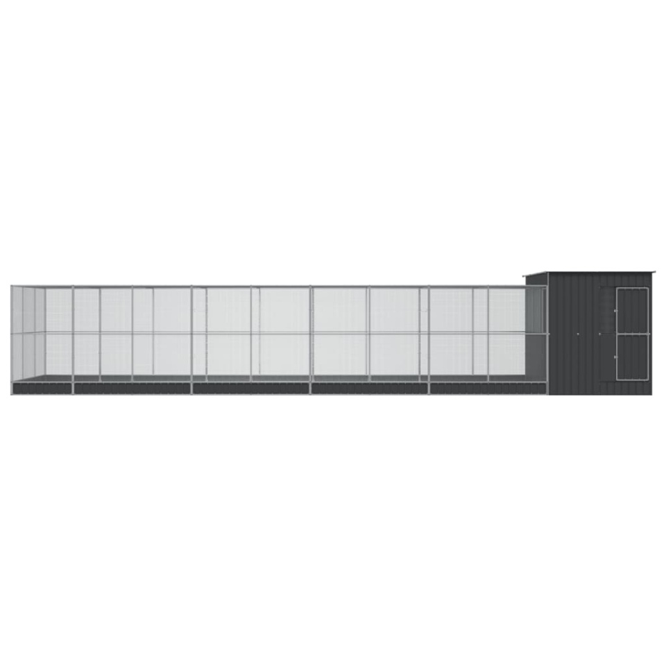 Voliera de păsări cu extensie, argintiu, 1118x303x216 cm, oțel - 2 | YEO