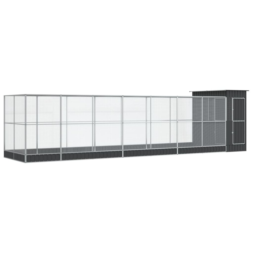 Voliera de păsări cu extensie, argintiu, 830x203x216 cm, oțel - 1 | YEO