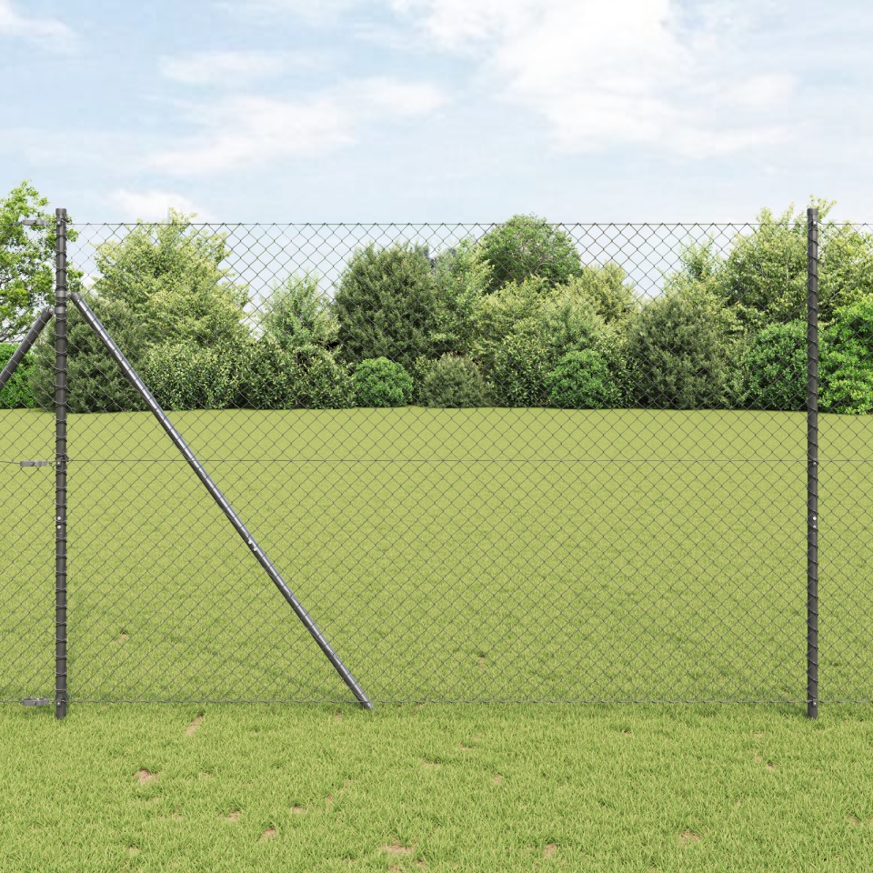 Zid de legătură cu 7 stâlpi 1.6x10 m oțel galvanizat gri
