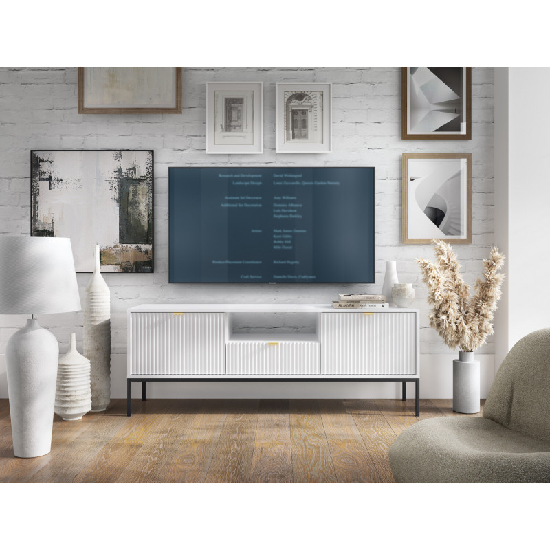 Aura AU01 TV stand 154cm 2D1S alb - 1 | YEO