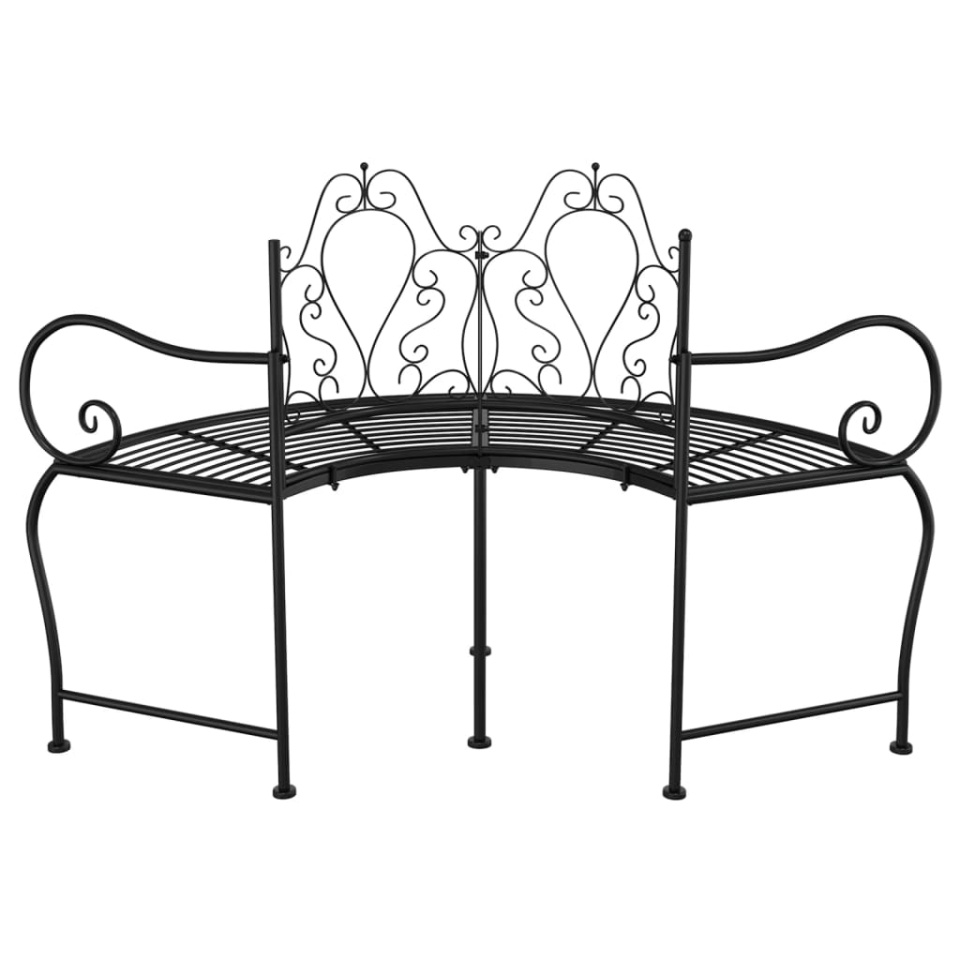 Bancă circulară de copac, negru, 150 cm, oțel - 2 | YEO