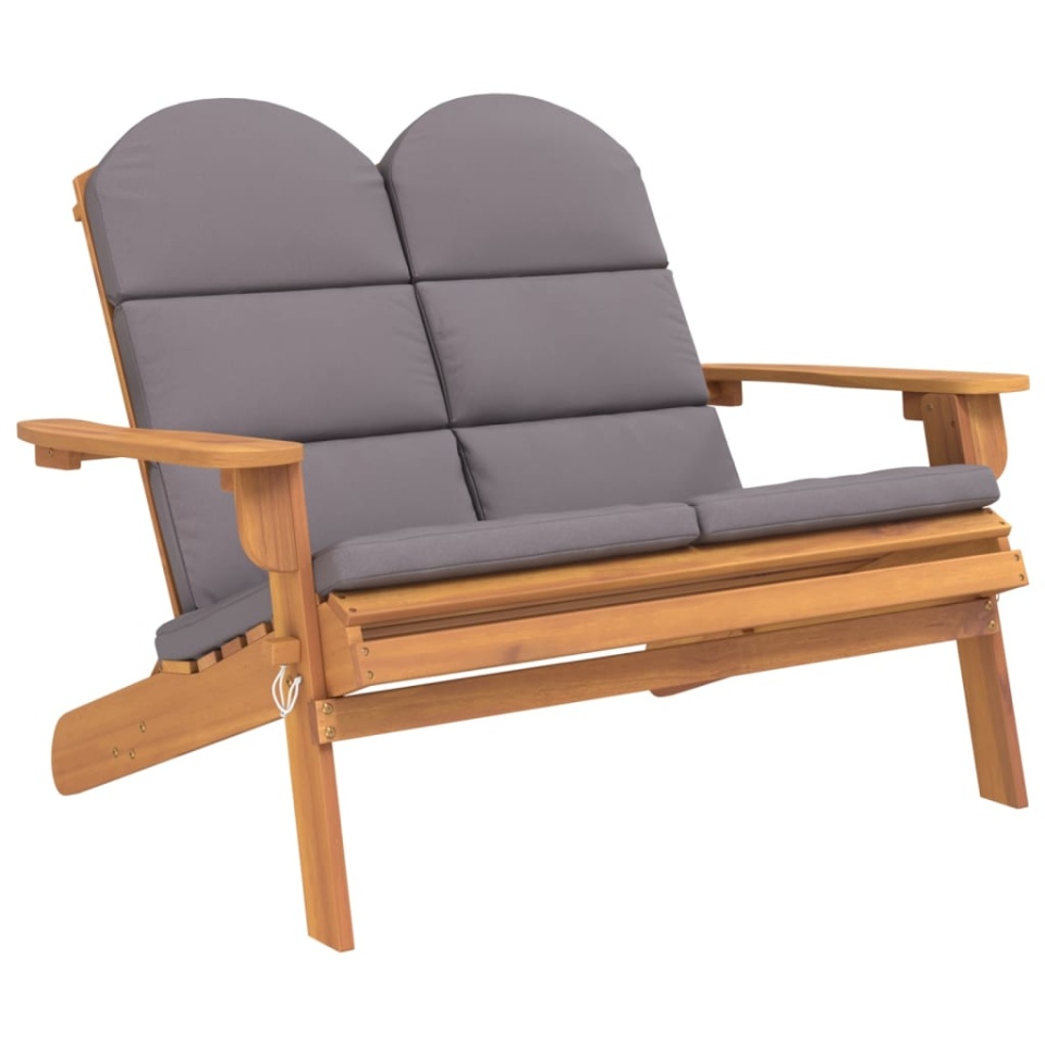 Bancă de grădină Adirondack cu perne 126 cm, lemn masiv acacia - 1 | YEO