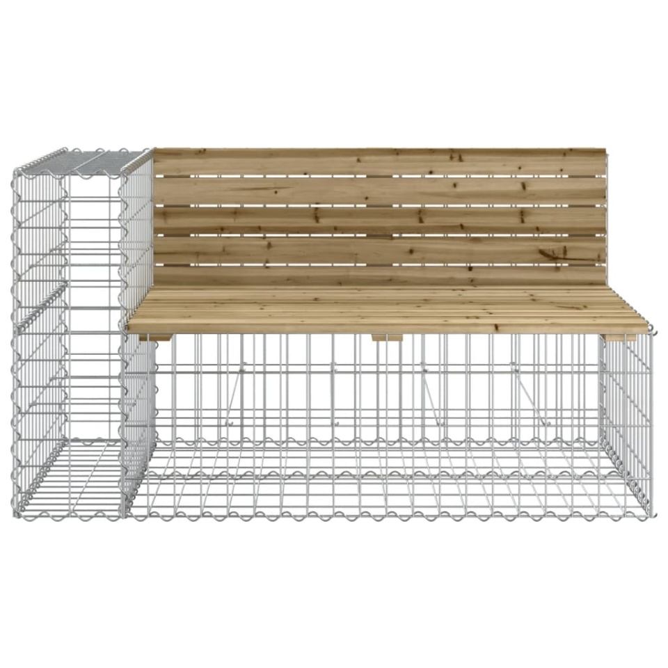 Bancă de grădină & coș gabion, lemn de pin tratat - 3 | YEO