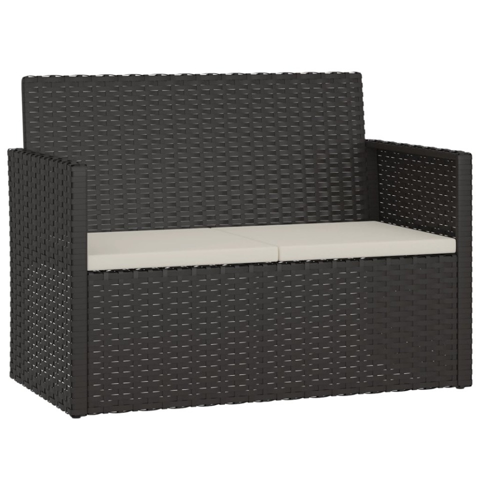 Bancă de grădină cu perne, negru, 105 cm, poliratan - 1 | YEO